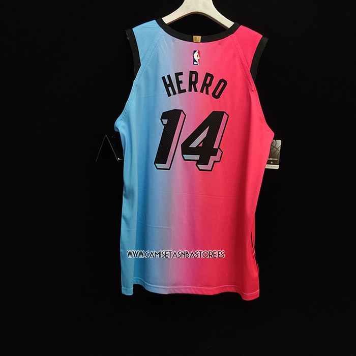 Tyler Herro NO 14 Camiseta Miami Heat Ciudad Autentico 2020-21 Azul Rosa